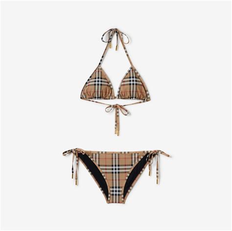 burberry check triangle bikini